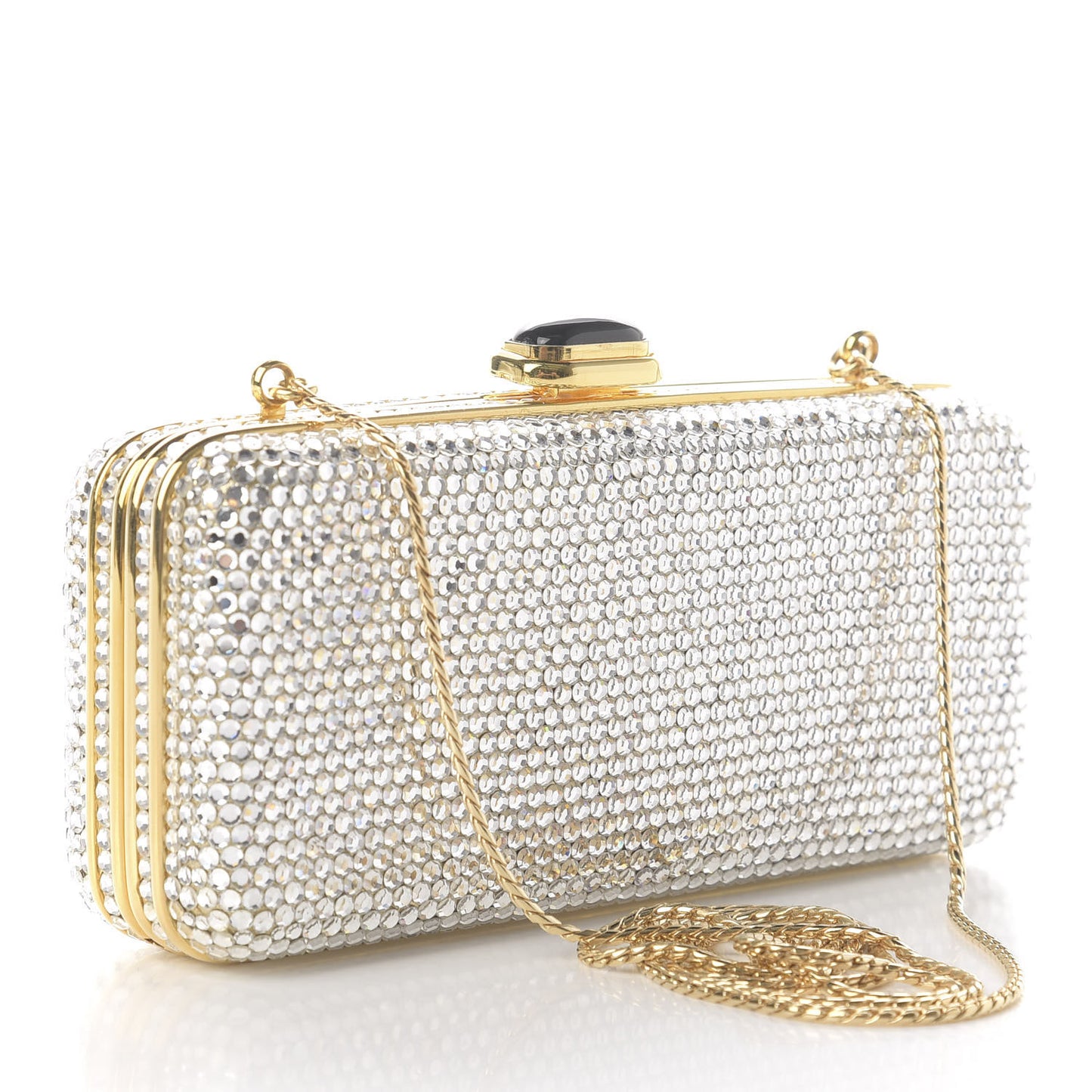 Swarovski Crystal Minaudiere Clutch Silver Gold