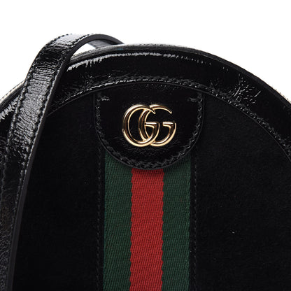 Gucci Suede Patent Web Mini Ophidia Round Shoulder Bag Black 10 of 10