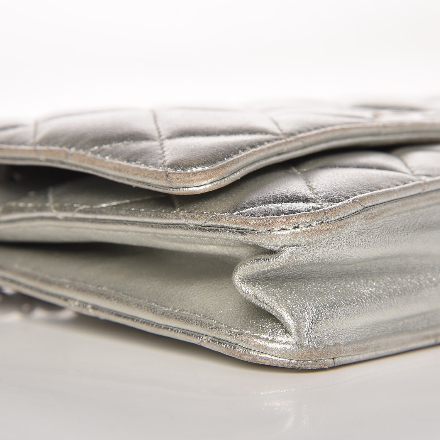 Chanel Metallic Lambskin Wallet On Chain WOC Silver 10 of 14