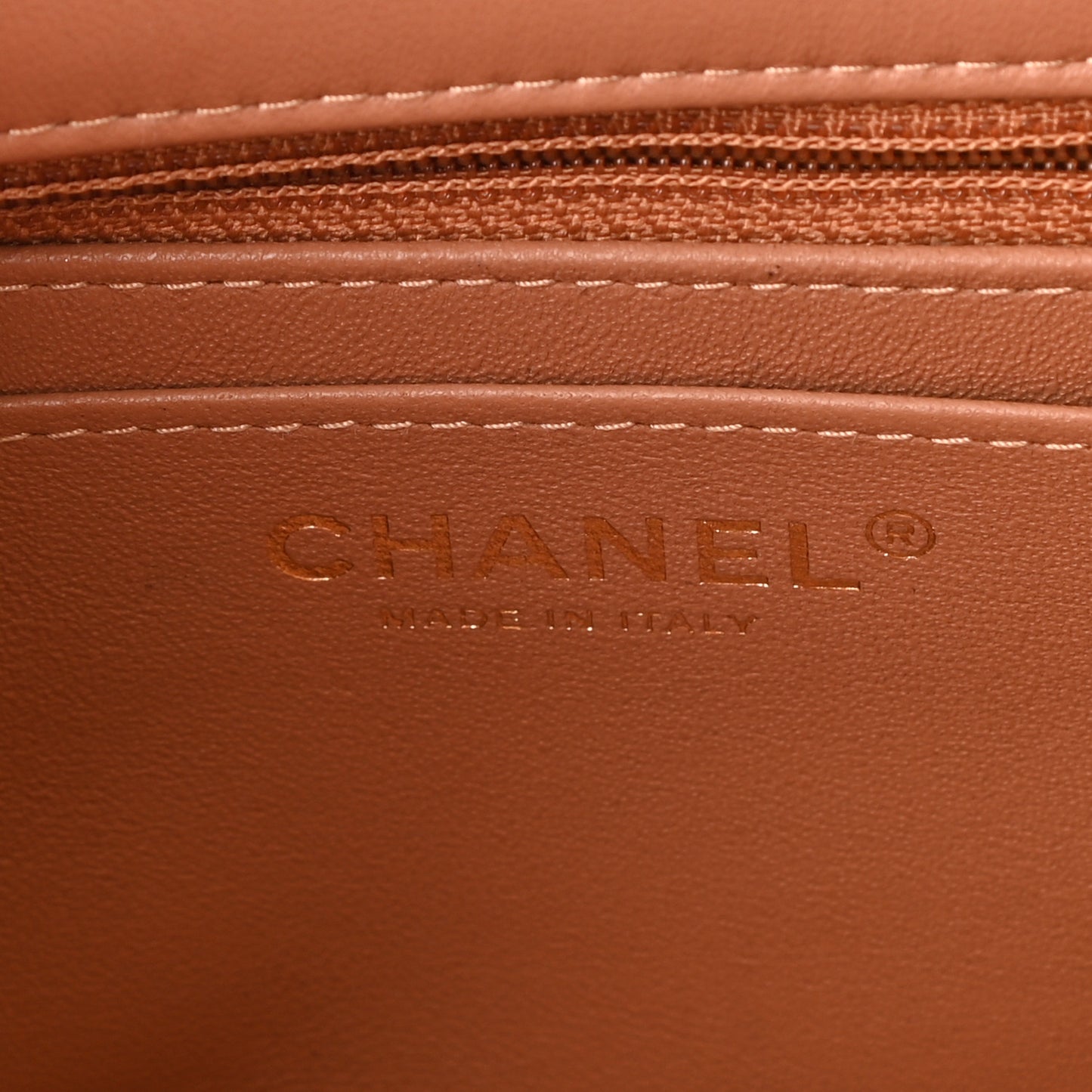 Lambskin Quilted Mini Square Flap Brown