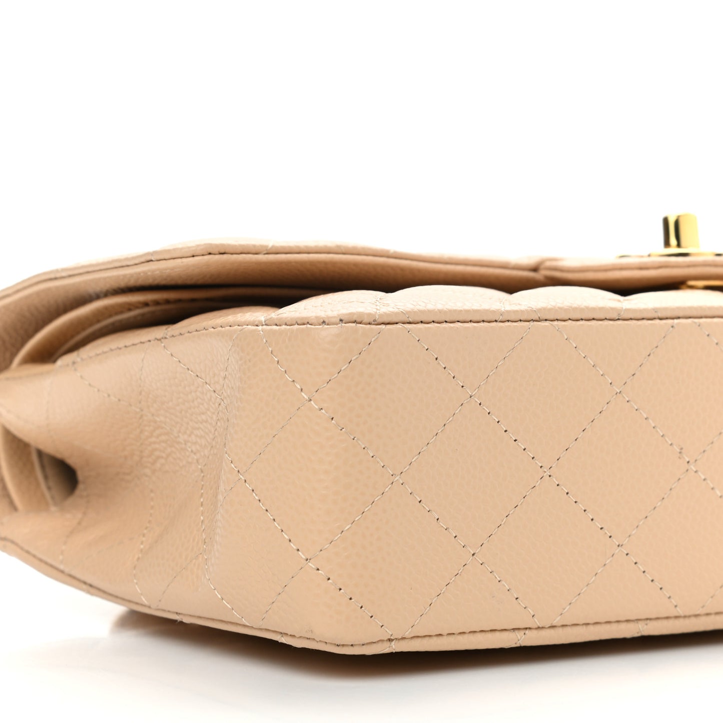 Caviar Quilted Medium Double Flap Beige Clair
