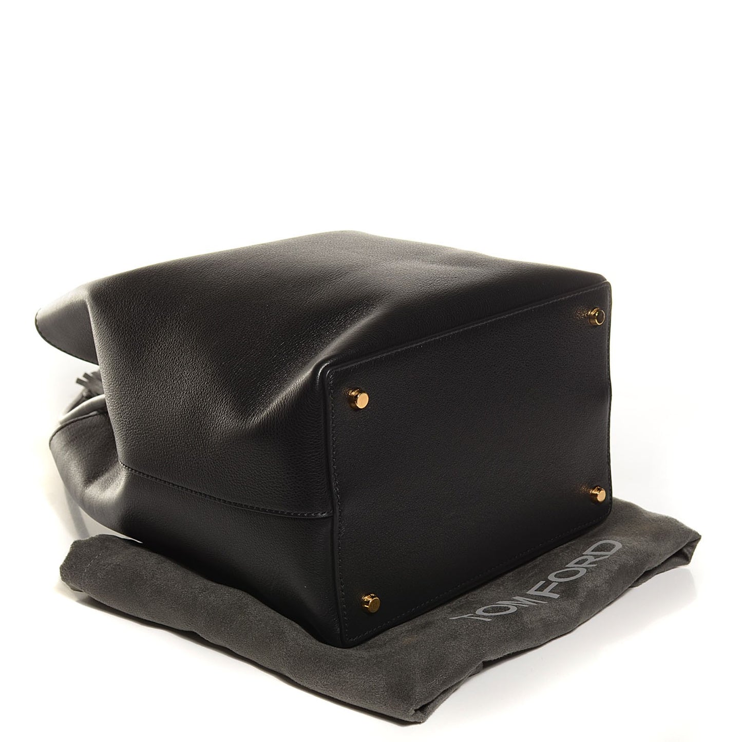 Calfskin Small Tassel Bucket Bag Black