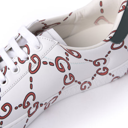 Gucci Calfskin GucciGhost Print Mens Ace Sneakers 8 White Hibiscus Red 9 of 11