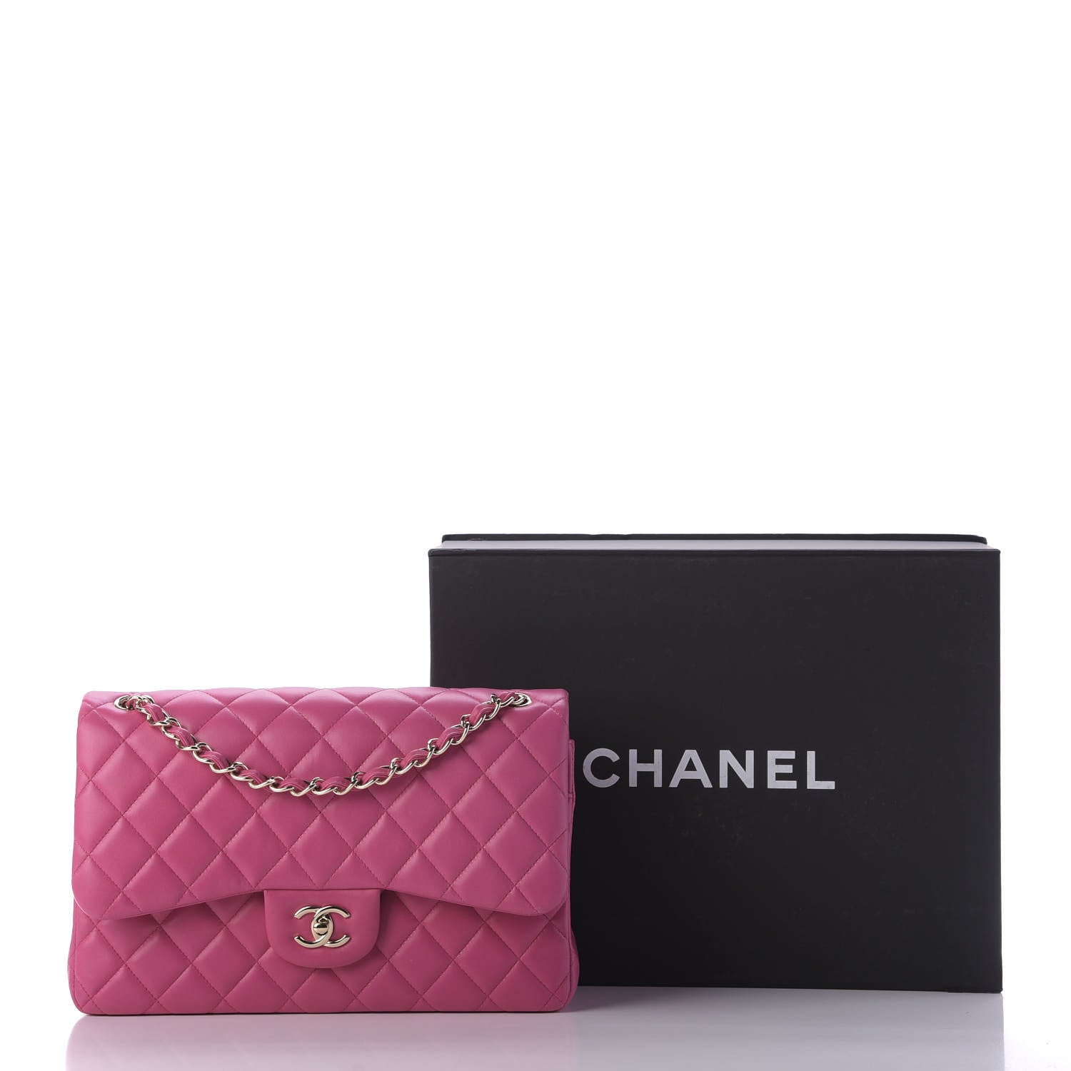 Chanel Lambskin Quilted Jumbo Double Flap Fuchsia 10 of 10