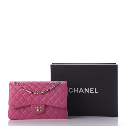 Chanel Lambskin Quilted Jumbo Double Flap Fuchsia 10 of 10