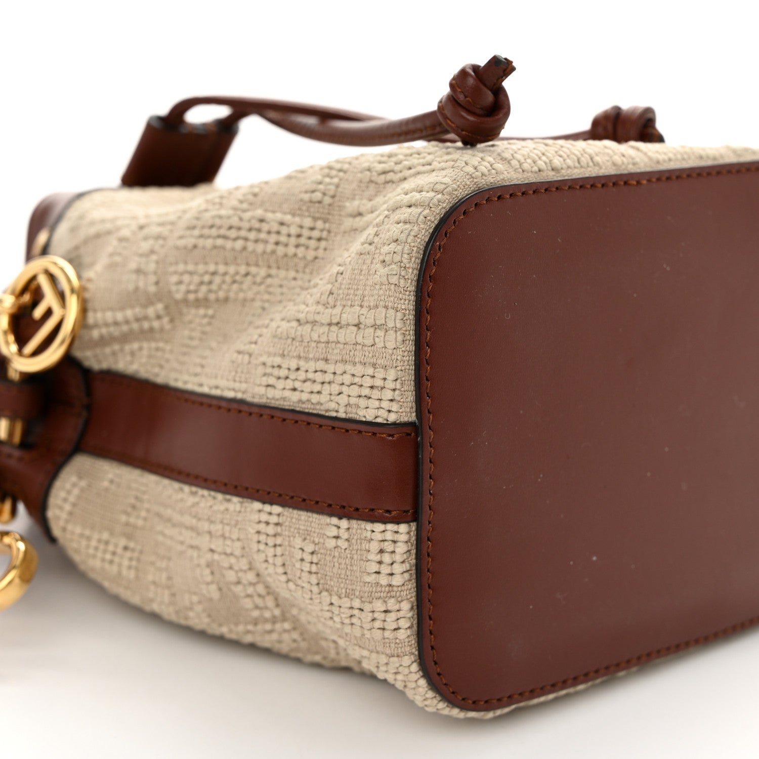 Fendi Sardinian Jacquard Vitello King F is Fendi FF 1974 Embroidered Mini Mon Tresor Bucket Bag Corda Praline 9 of 10