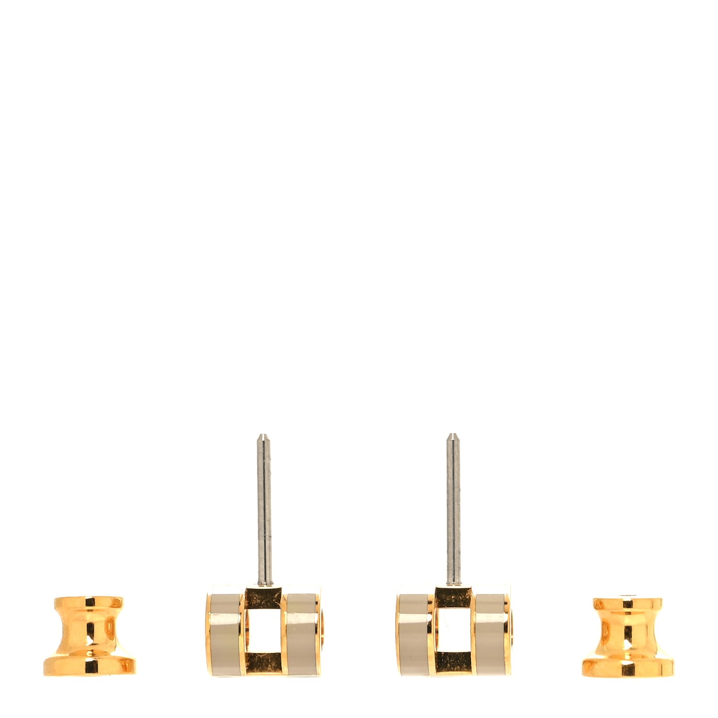 Gold Lacquered Mini Pop H Earrings Marron Glace