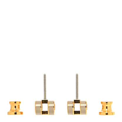 Hermes Gold Lacquered Mini Pop H Earrings Marron Glace 3 of 5