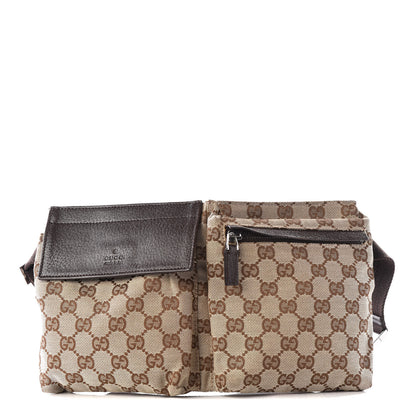 Gucci GG Monogram Double Pocket Belt Bag Dark Brown 1 of 11