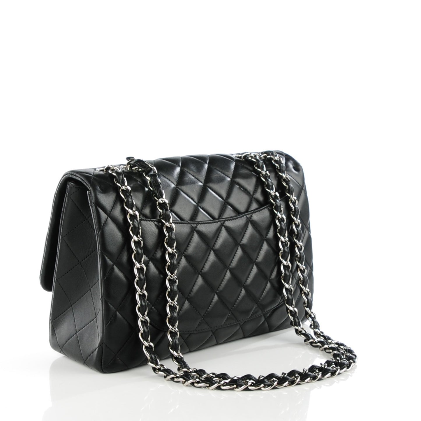 Lambskin Quilted Jumbo Single Flap Black