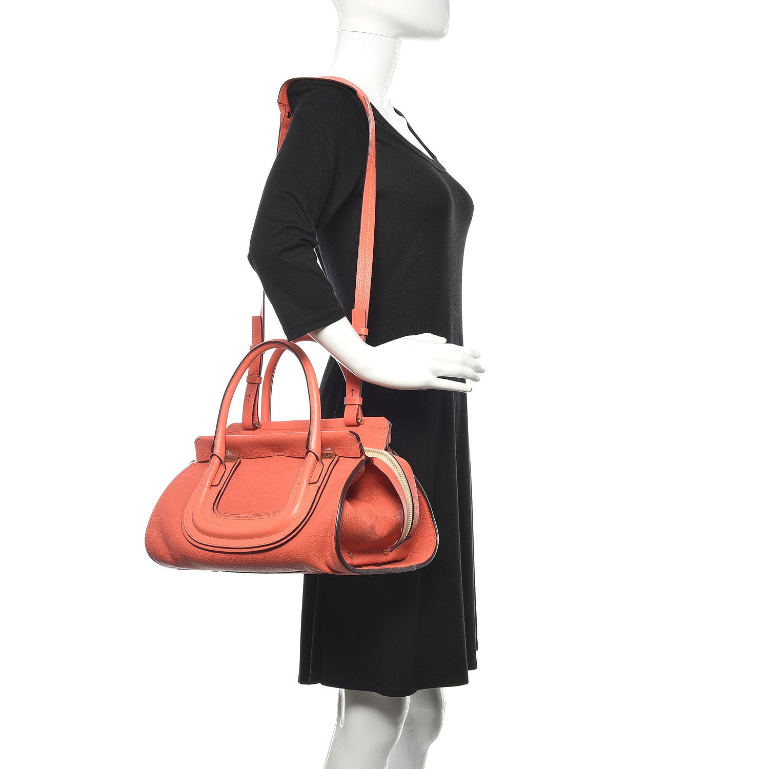 Chloe Lambskin Medium Everston Satchel Coral 2 of 12