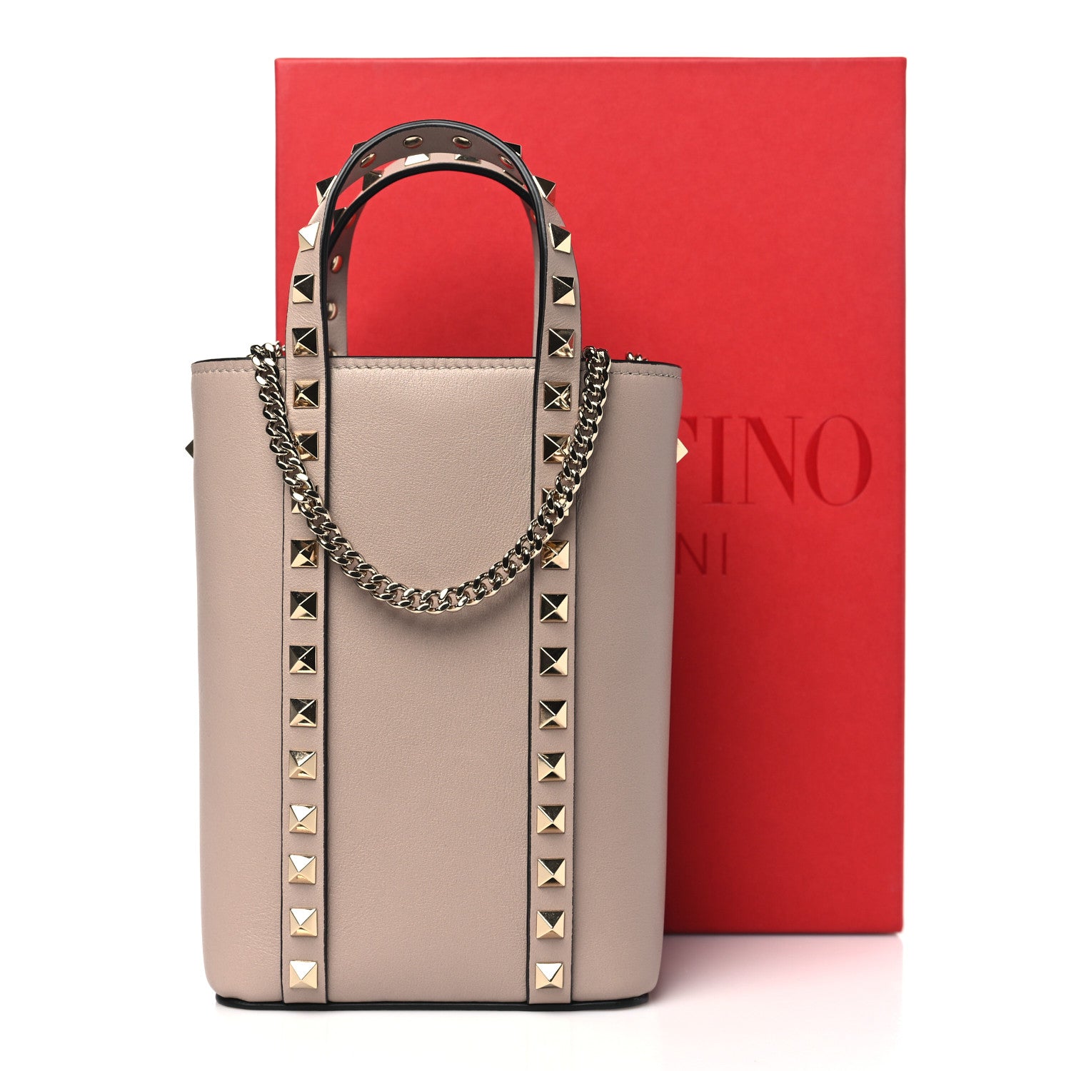Valentino Garavani Calfskin Rockstud North-South Crossbody Bag Poudre 10 of 10