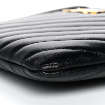Saint Laurent Calfskin Matelasse Chevron Monogram A5 Wristlet Black 9 of 11