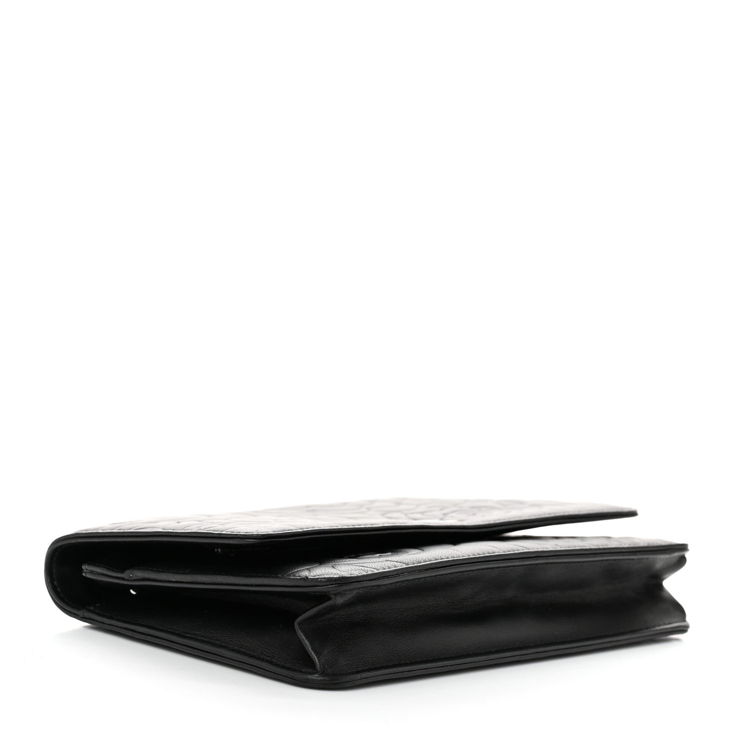 Lambskin Camellia Embossed Wallet On Chain WOC Black