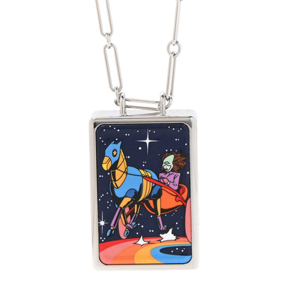 Hermes Palladium Enamel Space Derby Dream Box Necklace 4 of 7