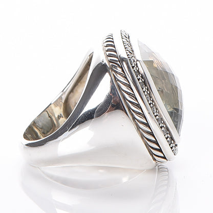 David Yurman Sterling Silver Diamond Prasiolite 17mm Albion Ring 52 6 10 of 11