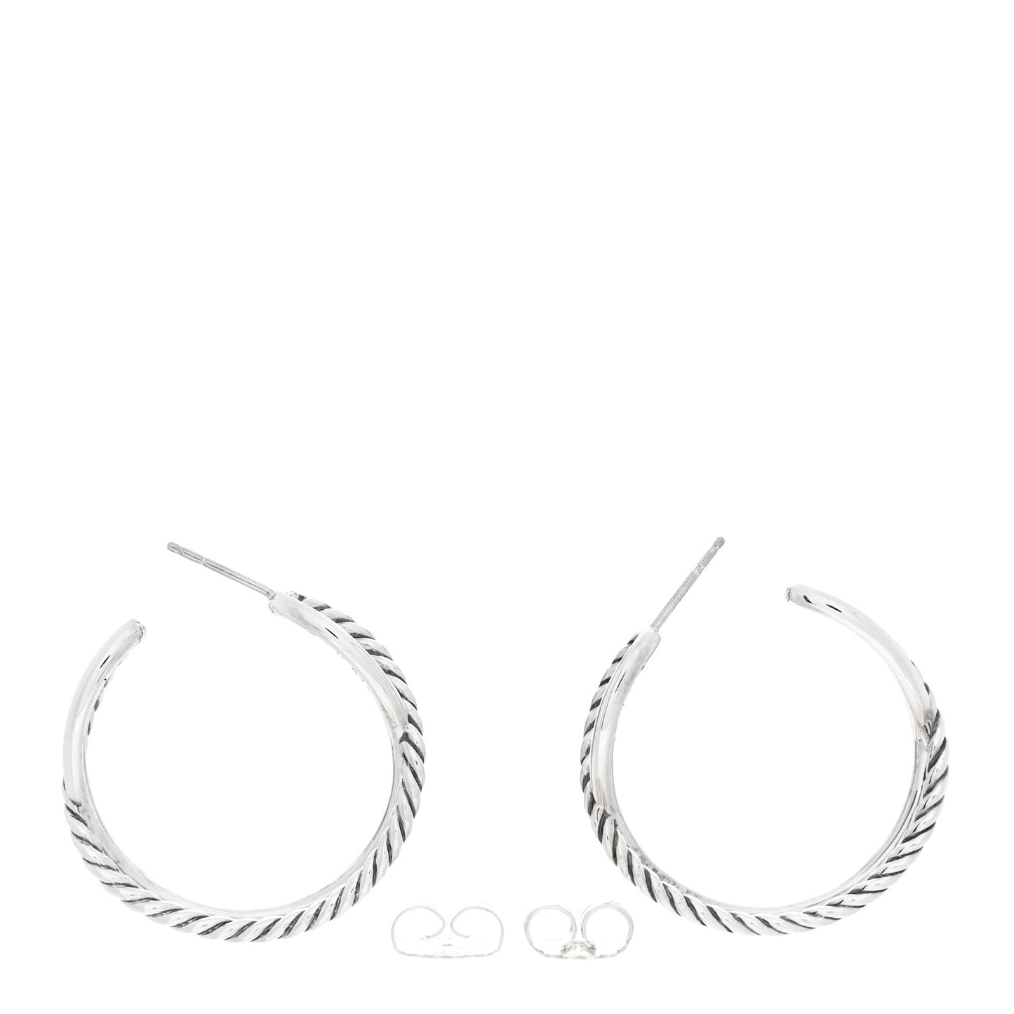 Sterling Silver Crossover Cable Hoop Earrings