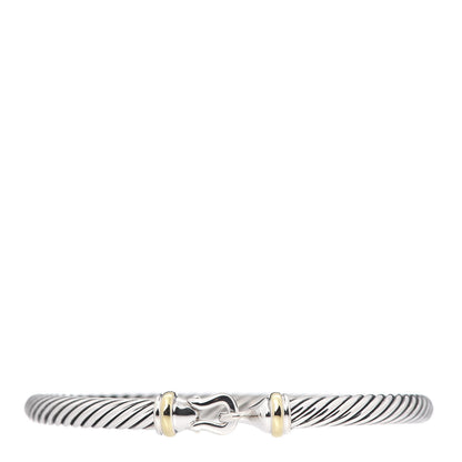 David Yurman Sterling Silver 18K Yellow Gold 5mm Cable Classic Buckle Bracelet 1 of 4