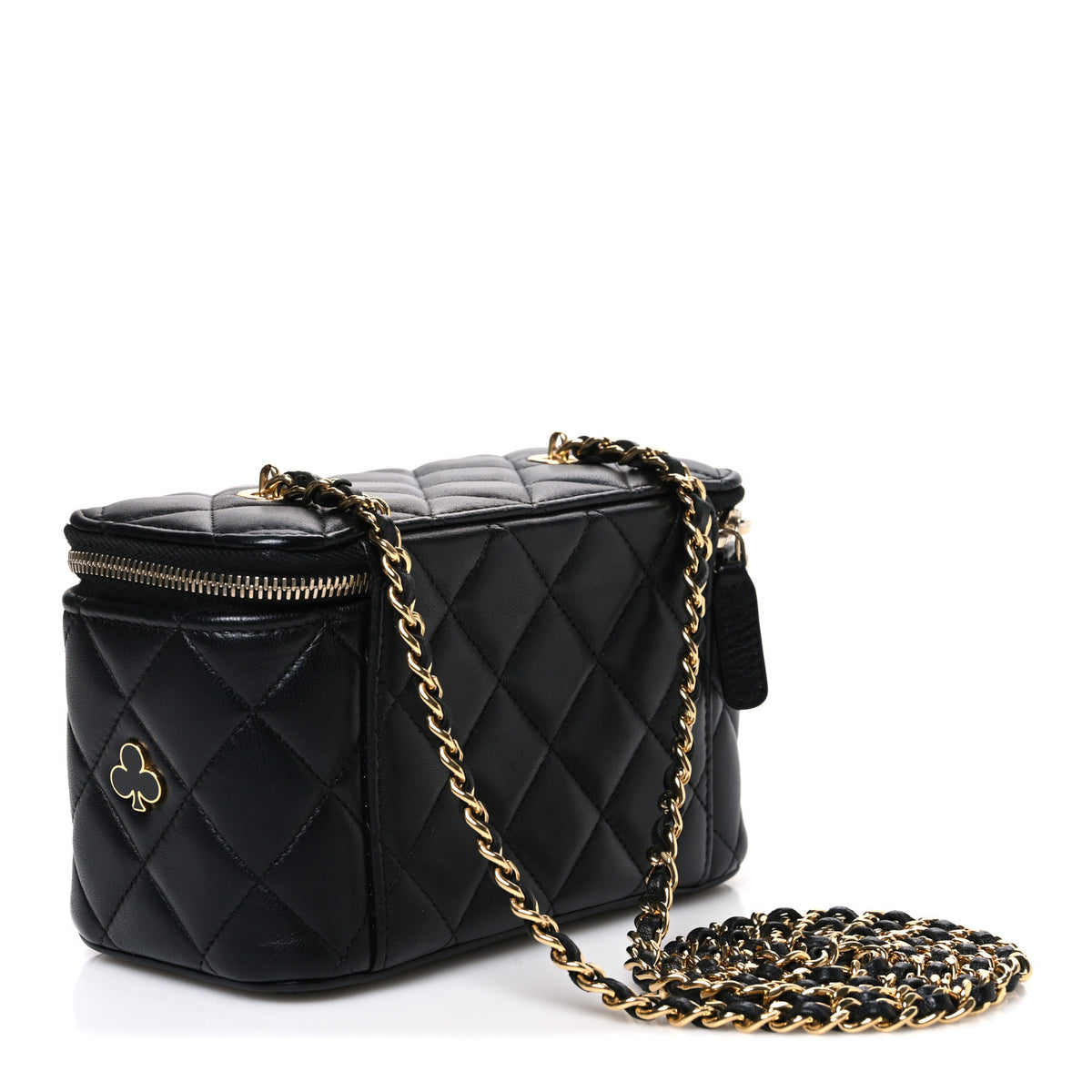 Chanel Lambskin Quilted Enamel Coco Casino Small Vanity Case With Chain Black 3 of 10