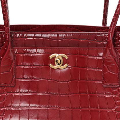 Chanel Calfskin Crocodile Embossed Archetype Small Shopping Tote Burgundy 8 of 11