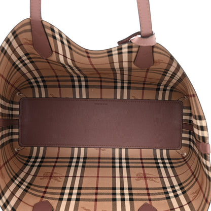 Burberry Grainy Calfskin Haymarket Check Medium Reversible Tote Dusty Pink 9 of 20