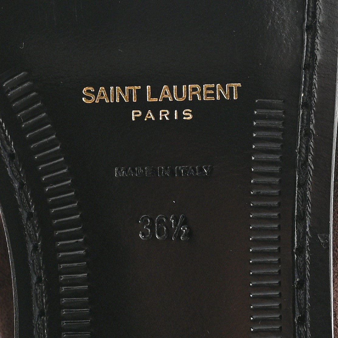 Saint Laurent Suede Le Loafer 15 Penny Slippers 36.5 Dark Chocolate 6 of 11