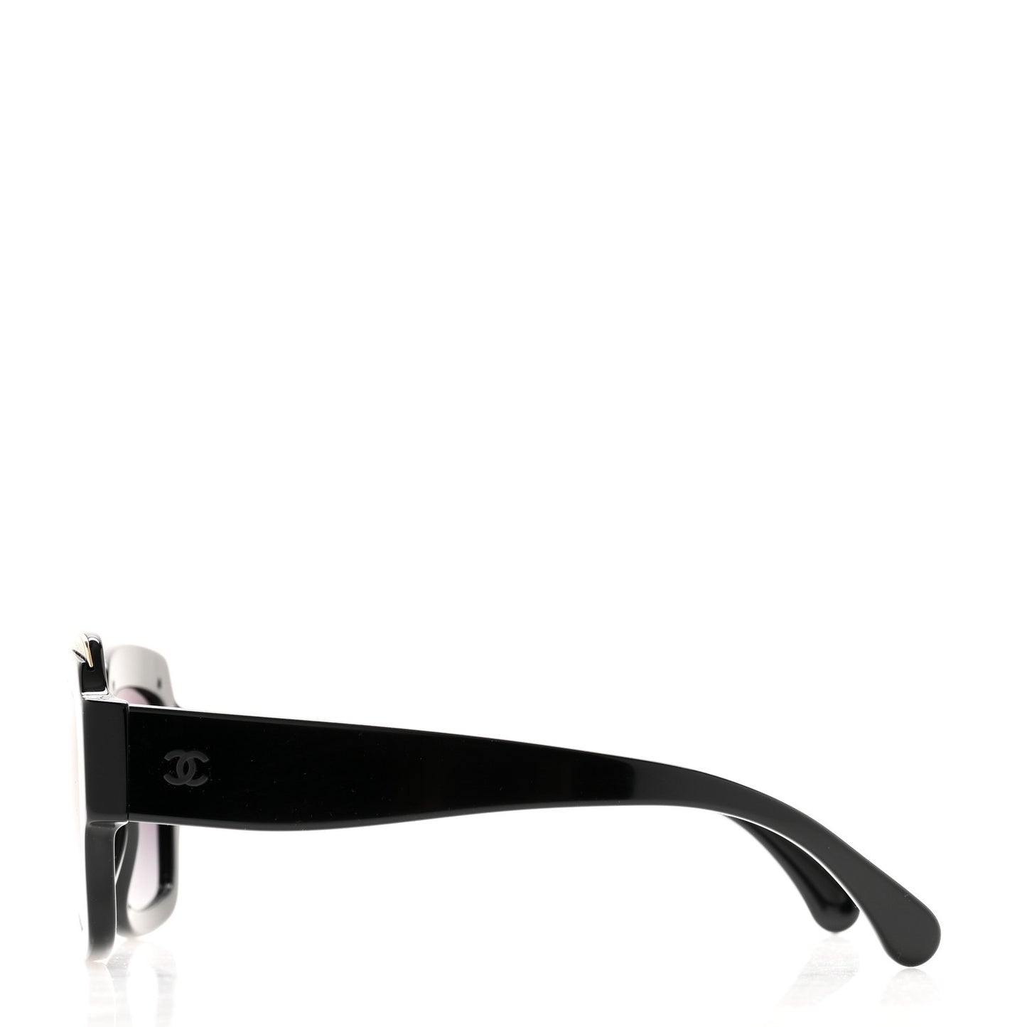 Acetate Rectangle Logo Sunglasses 71506A Black Gold