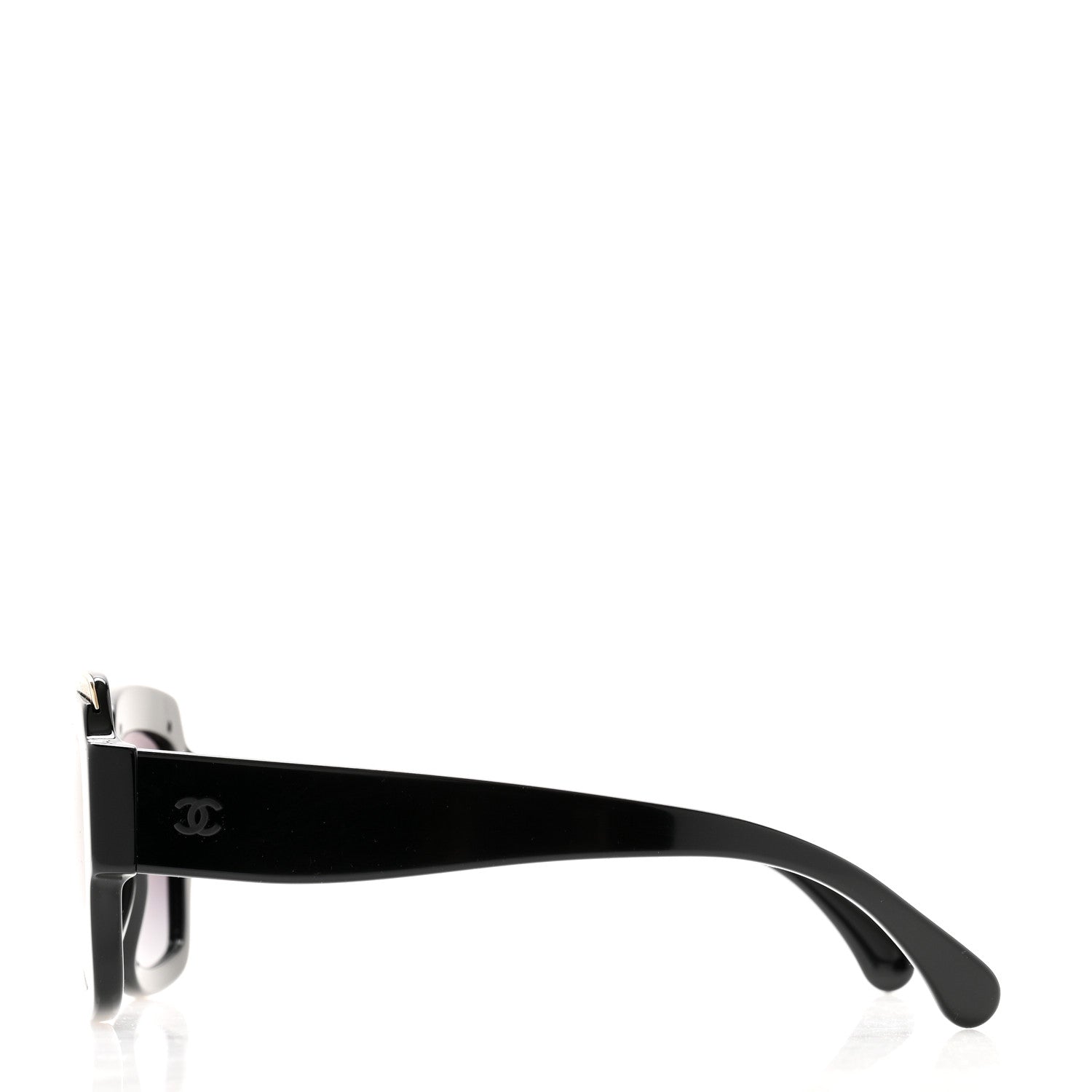 Chanel Acetate Rectangle Logo Sunglasses 71506A Black Gold 3 of 8