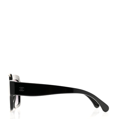 Chanel Acetate Rectangle Logo Sunglasses 71506A Black Gold 3 of 8