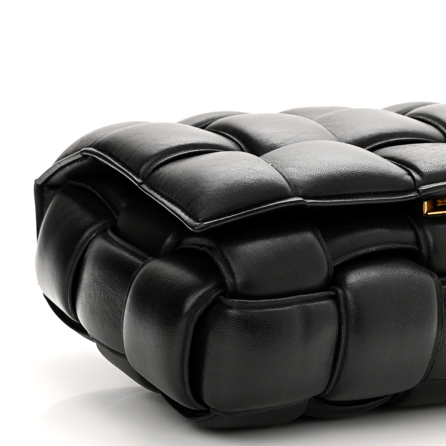 Nappa Maxi Intreccio Padded Cassette Crossbody Bag Black