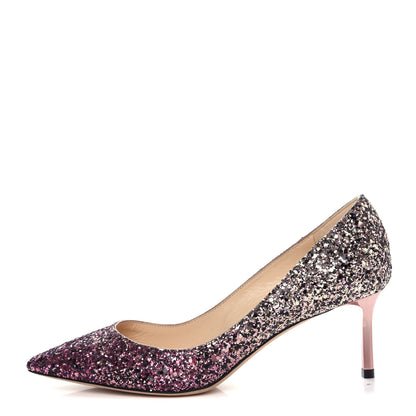 Jimmy Choo Glitter Degrade Pointy Toe Romy 60 Pumps 37 Pink Gold 1 of 9