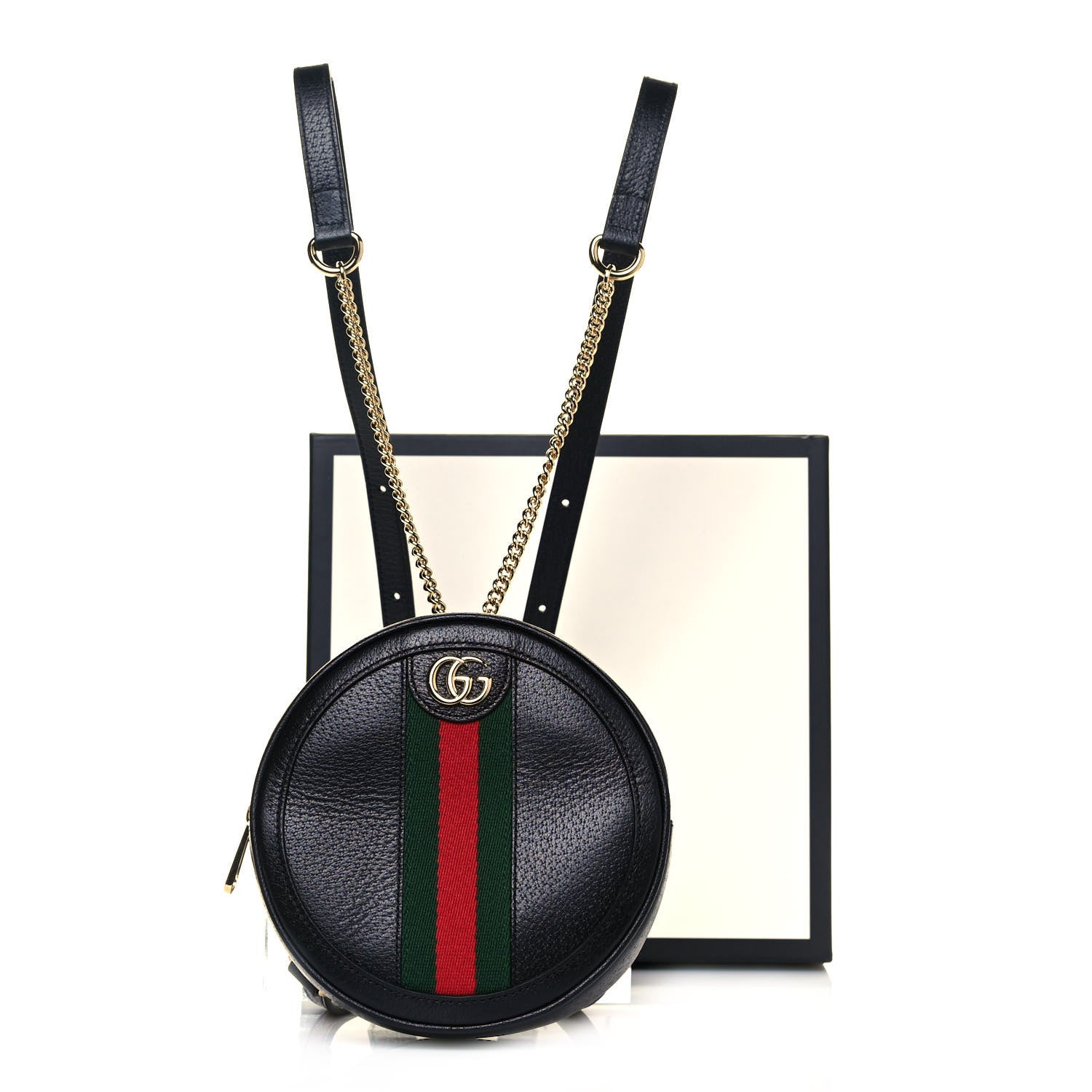 Gucci Grained Calfskin Web Mini Ophidia Round Backpack Black 8 of 8