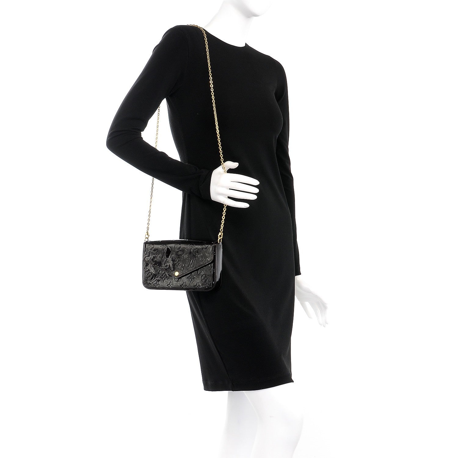 Louis Vuitton Vernis Pochette Felicie Chain Wallet Amarante 2 of 8