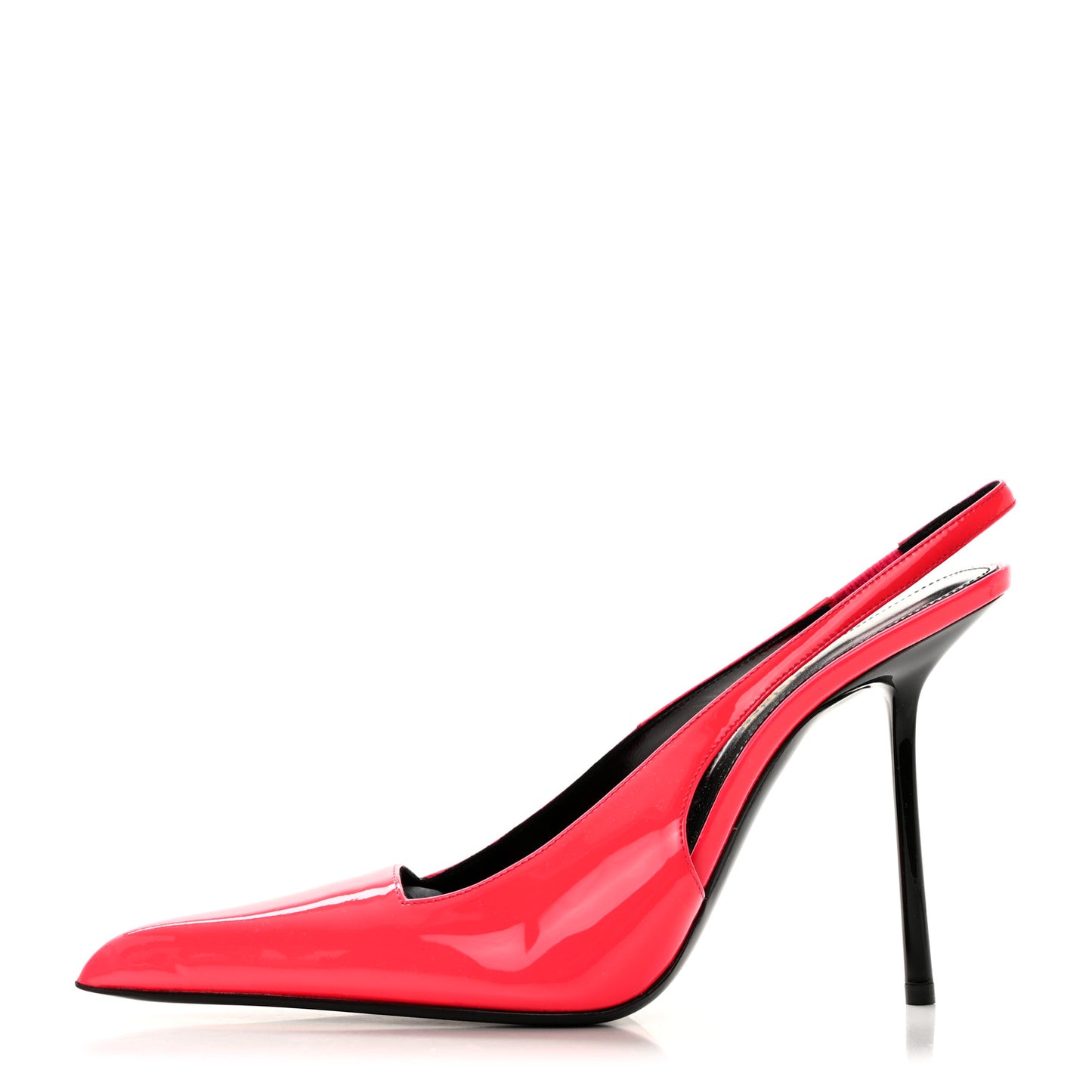 Patent Calfskin Paloma 105 Slingback Pumps 38 Highlighter Coral
