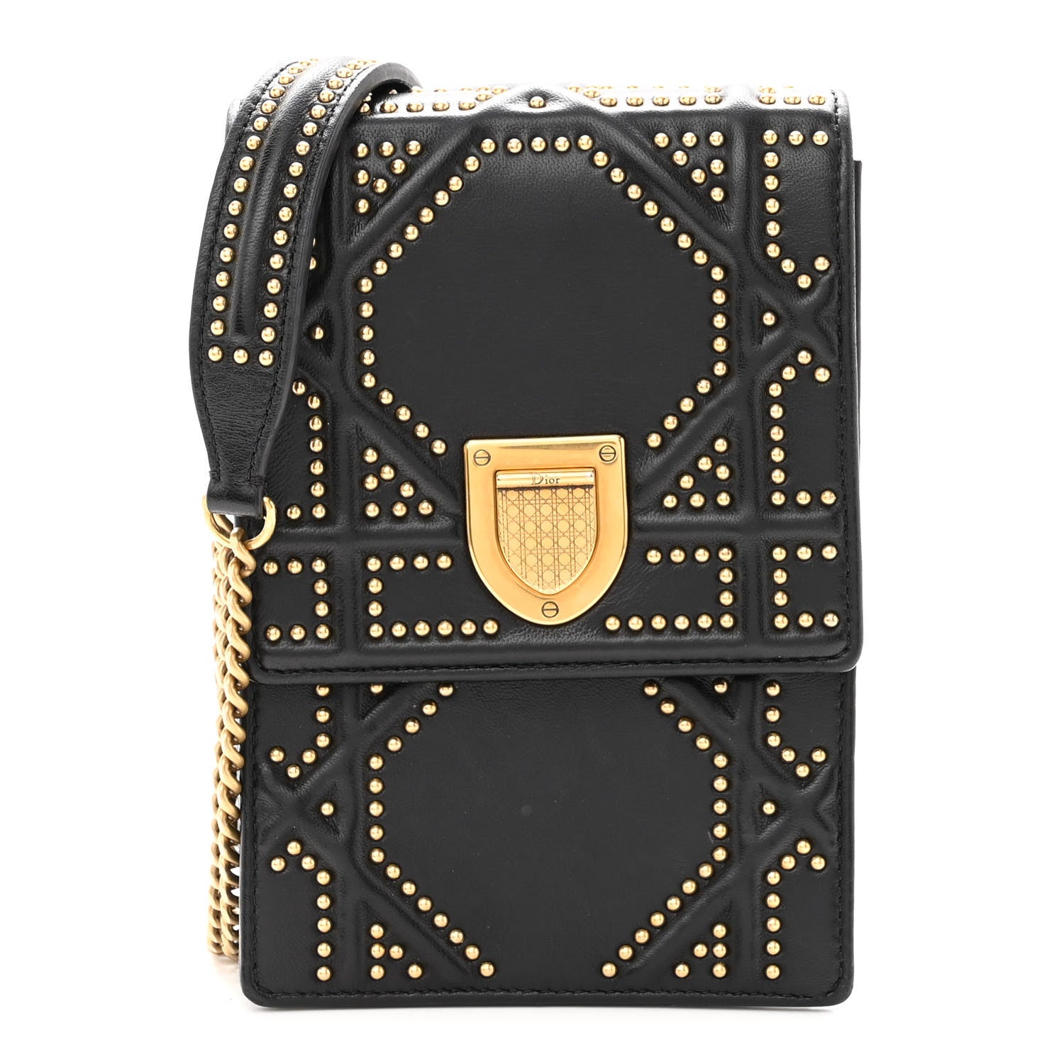 Christian Dior Lambskin Studded Vertical Diorama Black 1 of 9