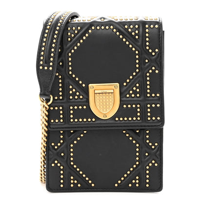 Christian Dior Lambskin Studded Vertical Diorama Black 1 of 9