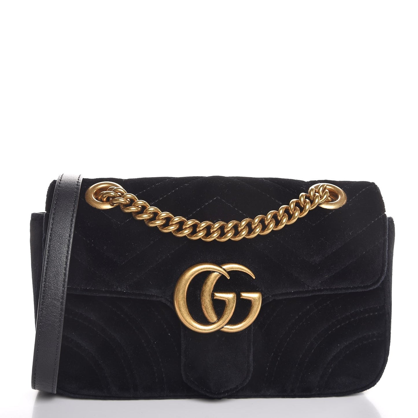 Velvet Matelasse Mini GG Marmont Shoulder Bag Black