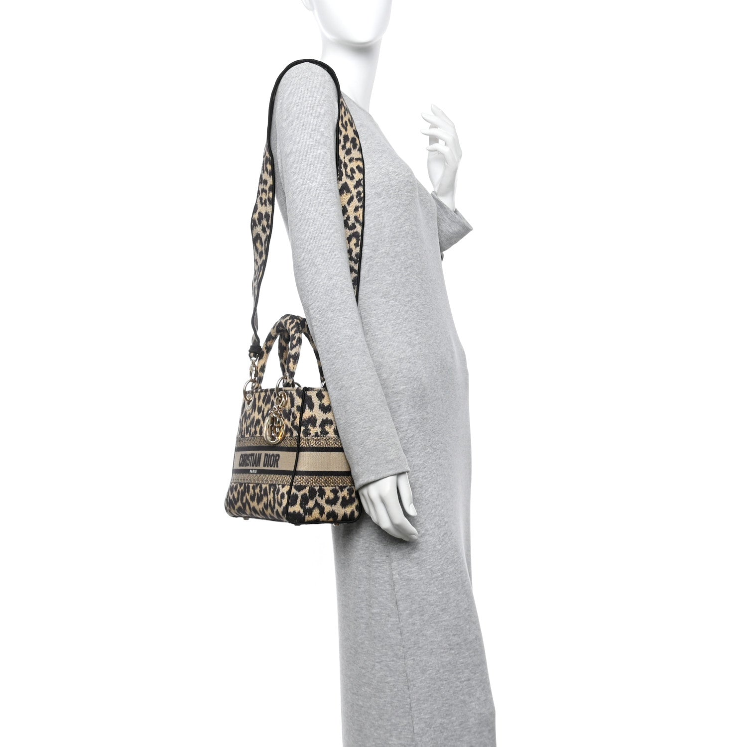 Christian Dior Canvas Medium Mizza Embroidered Lady D-Lite Beige Multicolor 2 of 10
