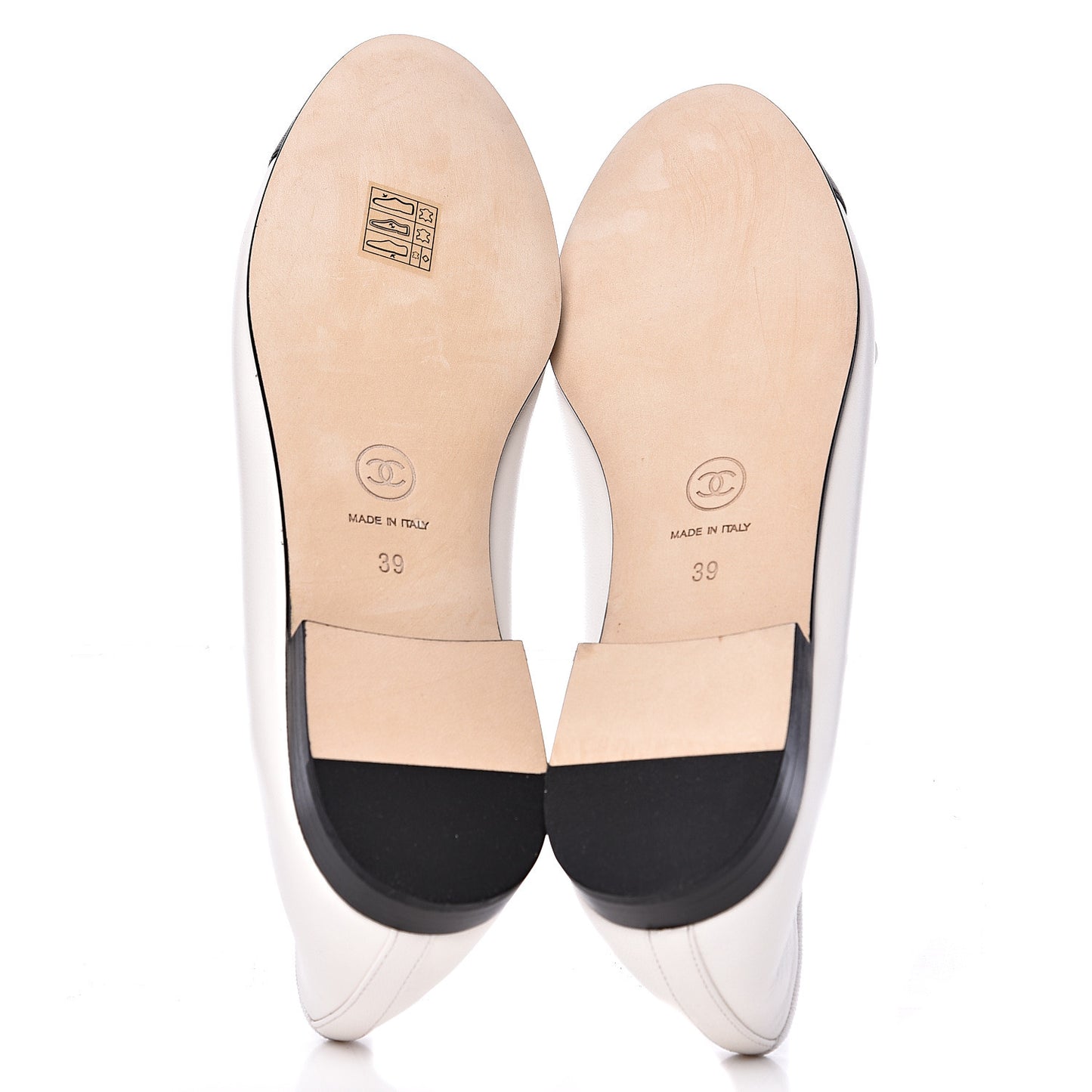 Lambskin Cap Toe Ballerina Flats 39 White Black