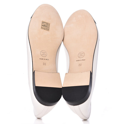 Chanel Lambskin Cap Toe Ballerina Flats 39 White Black 5 of 9