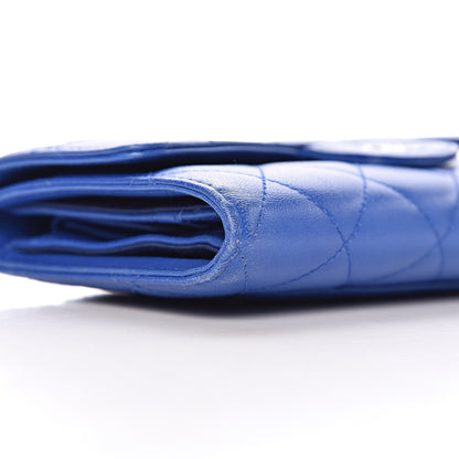 Chanel Lambskin Quilted Large Flap Wallet Blue 12 of 13