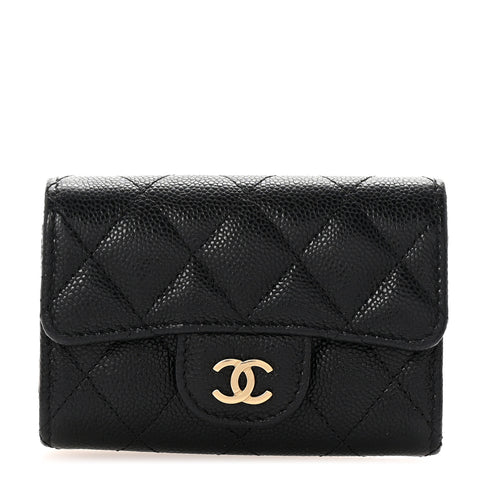 Caviar Quilted Classic 4 Key Holder Wallet Black