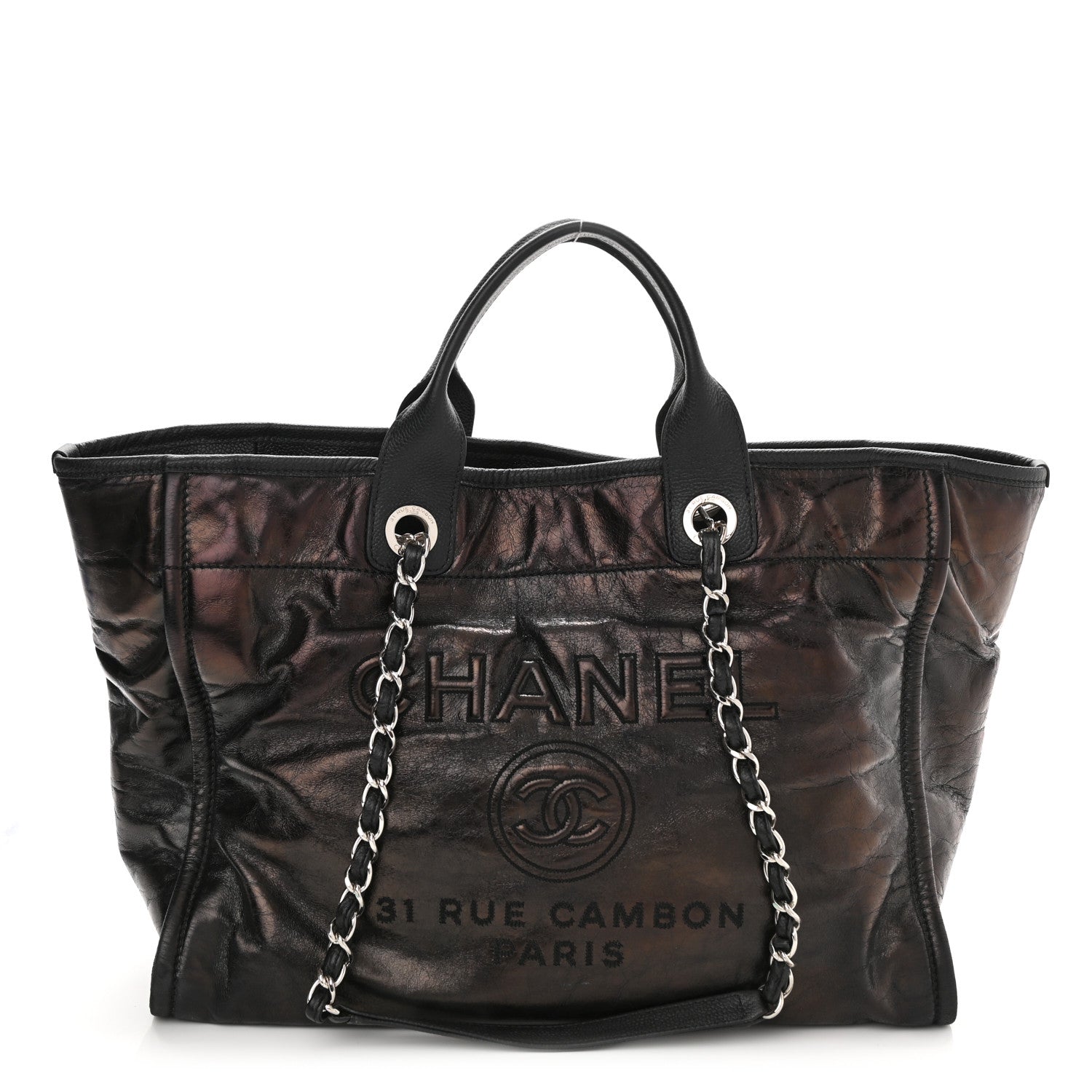 Chanel Glazed Calfskin Large Deauville Tote Black 1 of 10