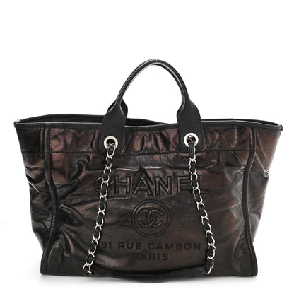 Chanel Glazed Calfskin Large Deauville Tote Black 1 of 10