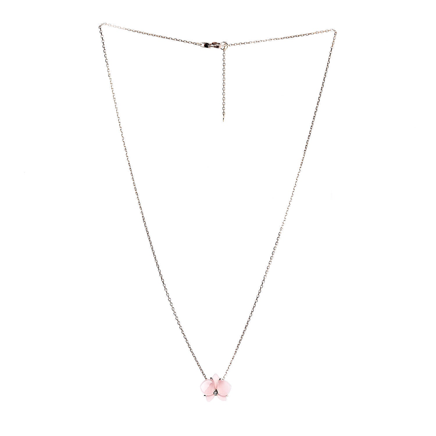 Cartier 18K Pink Gold Rose Quartz Diamond Caresse D'Orchidees Par Pendant Necklace 3 of 6