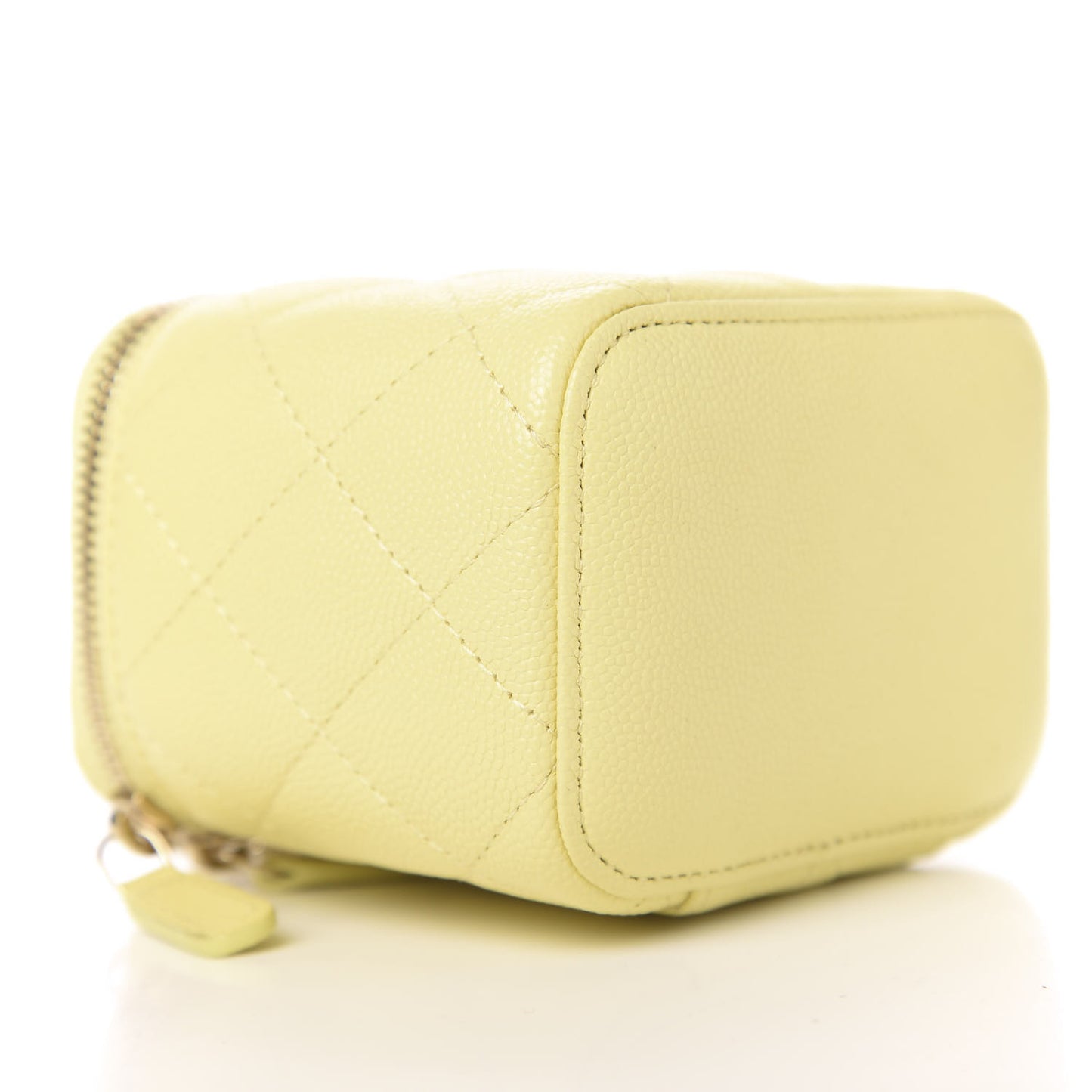 Caviar Quilted Mini Vanity Case With Chain Yellow