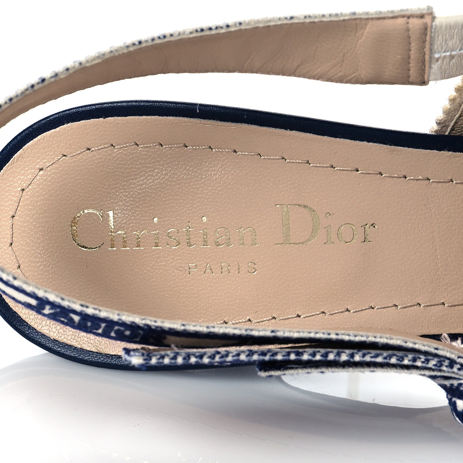 Christian Dior Toile de Jouy Ribbon Embroidered J'Adior Slingback 65mm Pumps 39 Blue Off White 8 of 10