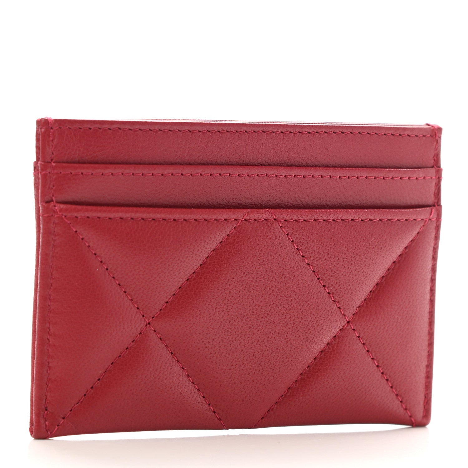 Chanel Goatskin Quilted Chanel 19 Card Holder Red 3 of 8