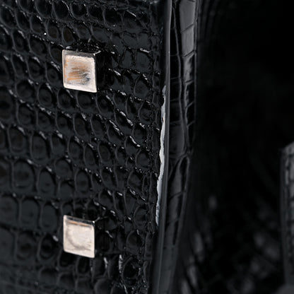 Saint Laurent Calfskin Crocodile Embossed Small Uptown Tote Black 18 of 23