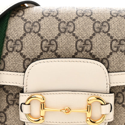Gucci GG Supreme Monogram Web Mini Horsebit 1955 Shoulder Bag Beige Mystic White 8 of 15